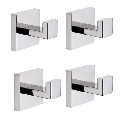 TASTOS Bath Towel Hooks Matte Black, 2 Pack Stainless Steel Robe Coat and Clothes Hook, Heavy Duty Wall Hook for Bathroom & Kitchen, Modern Square Style Wall Mounted (Black)