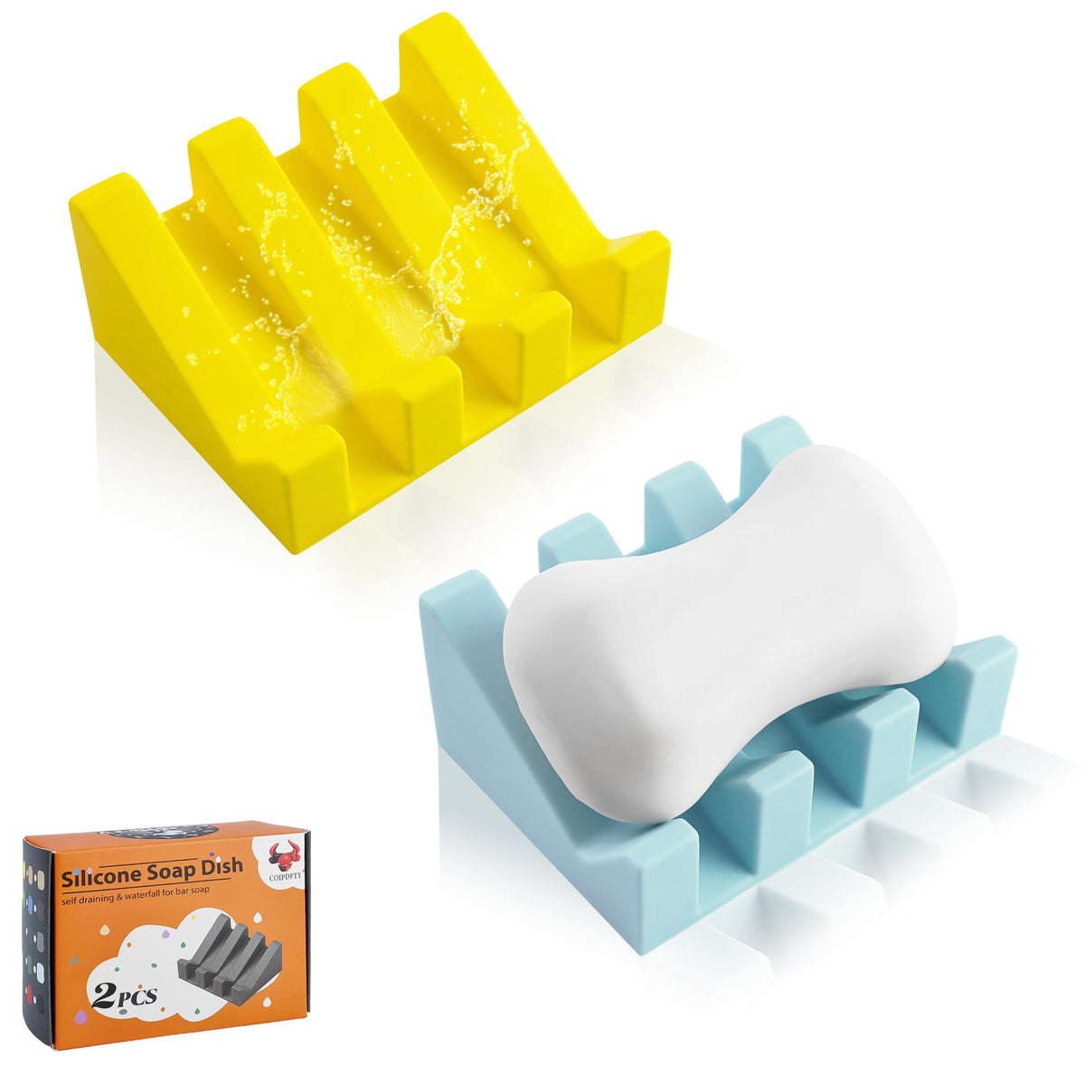 Self Draining Soap Dish Holder,Silicone Soap Dish,for Bathroom,Kitchen, Sponges，Can Extend Soap Life，Keep Soap Bars Dry and Easy Cleaning (Black,1-Pack)