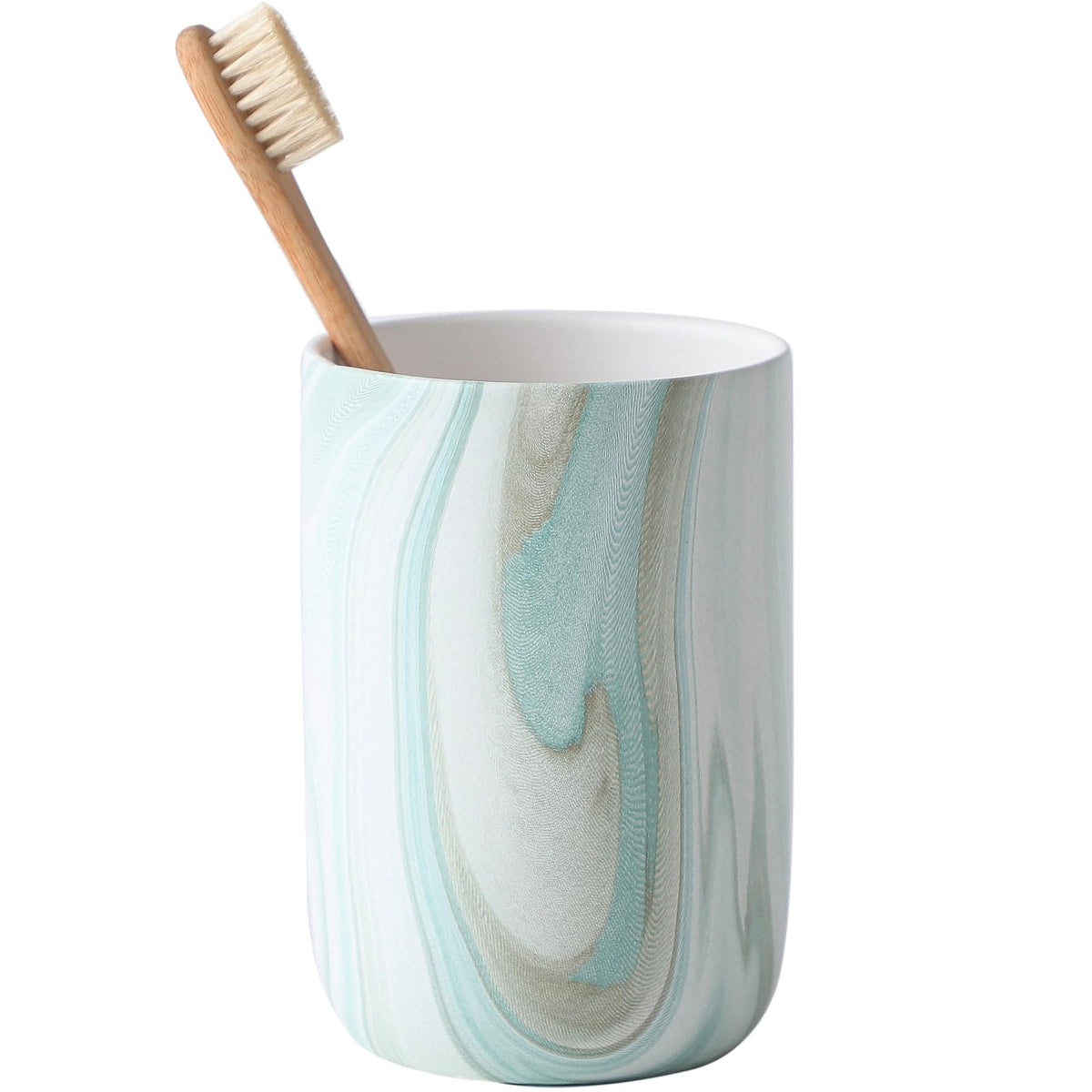 Toothbrush Holders for Bathrooms - 2 Cups Ceramic Toothbrush Toothpaste Holders Set, White Bathroom Tumbler Cups Reusable Toothbrush Mouthwash Cup, Bathroom Counter Organizer