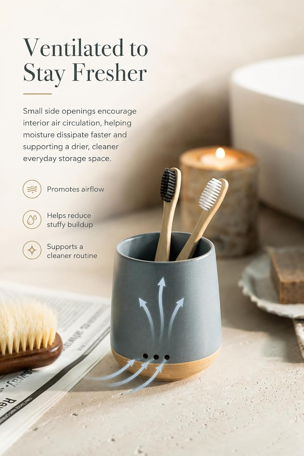 LYEOBOH Ceramic Toothbrush Holder, Toothbrush Storage,Tooth Brush Holders