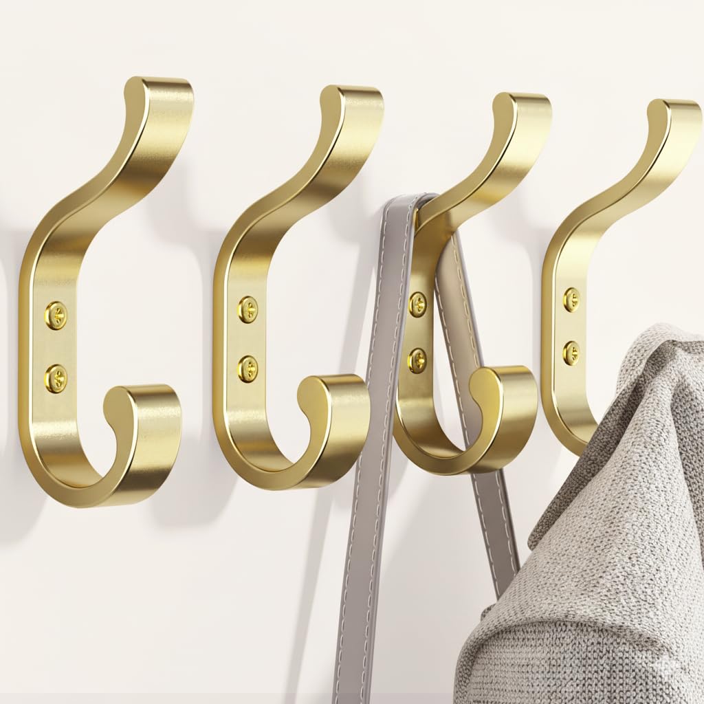 Coat Hooks Wall Mount,Heavy Duty Wall Hooks for Backpack,Towel,Black 4 Pack