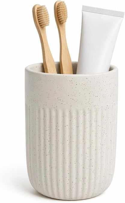 White Toothbrush Holder for Bathroom Ceramic Toothbrush Cup