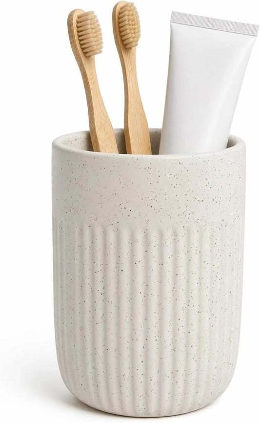 White Toothbrush Holder for Bathroom Ceramic Toothbrush Cup