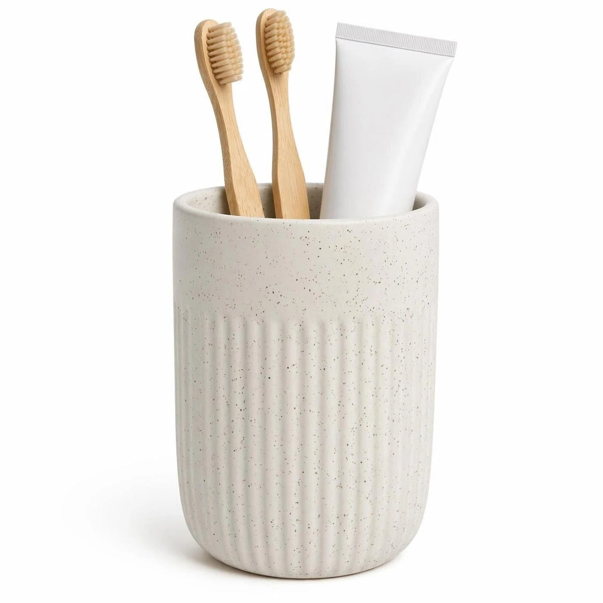 White Toothbrush Holder for Bathroom Ceramic Toothbrush Cup