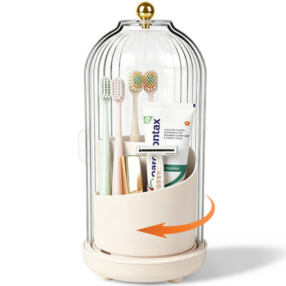 Toothbrush Holders with Cover Toothpaste Organizer for Bathroom, White