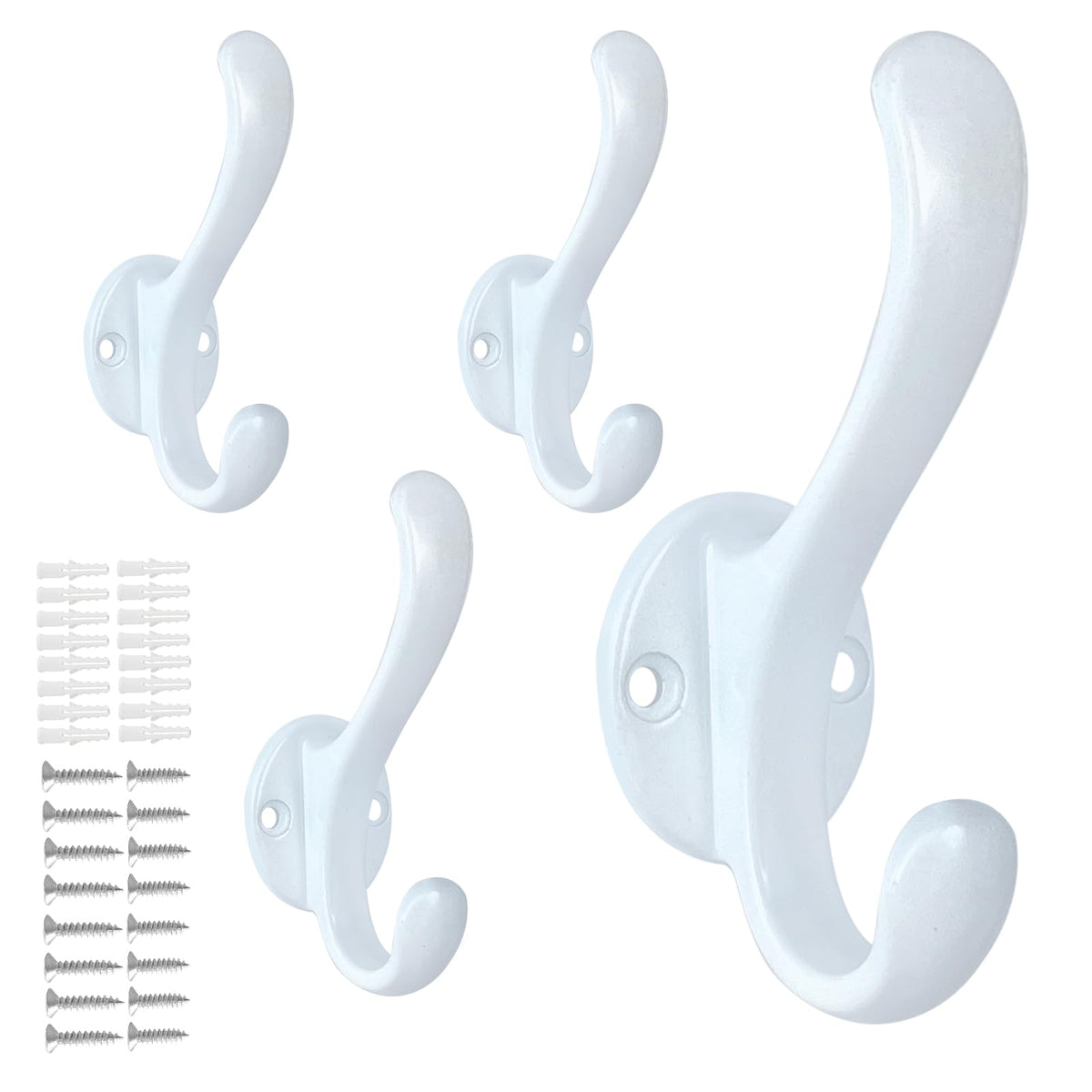 6 Pack Coat Hooks Wall Mount Heavy Duty Utility Retro Double Hooks for Hanging Coats,Hat, Towel, Key, Robe, Scarf, Bag, Cap (Black)