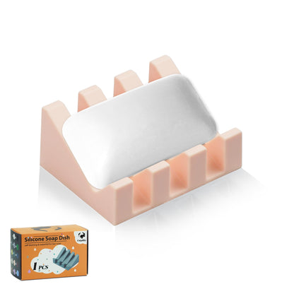 Self Draining Soap Dish Holder,Silicone Soap Dish,for Bathroom,Kitchen, Sponges，Can Extend Soap Life，Keep Soap Bars Dry and Easy Cleaning (Black,1-Pack)