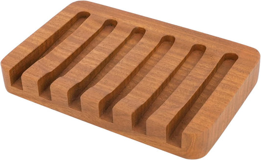 Teak Wood Soap Dish - Bar Soap Holder & Soap Saver for Shower, Bathroom, Sink, Kitchen & Countertop (1)