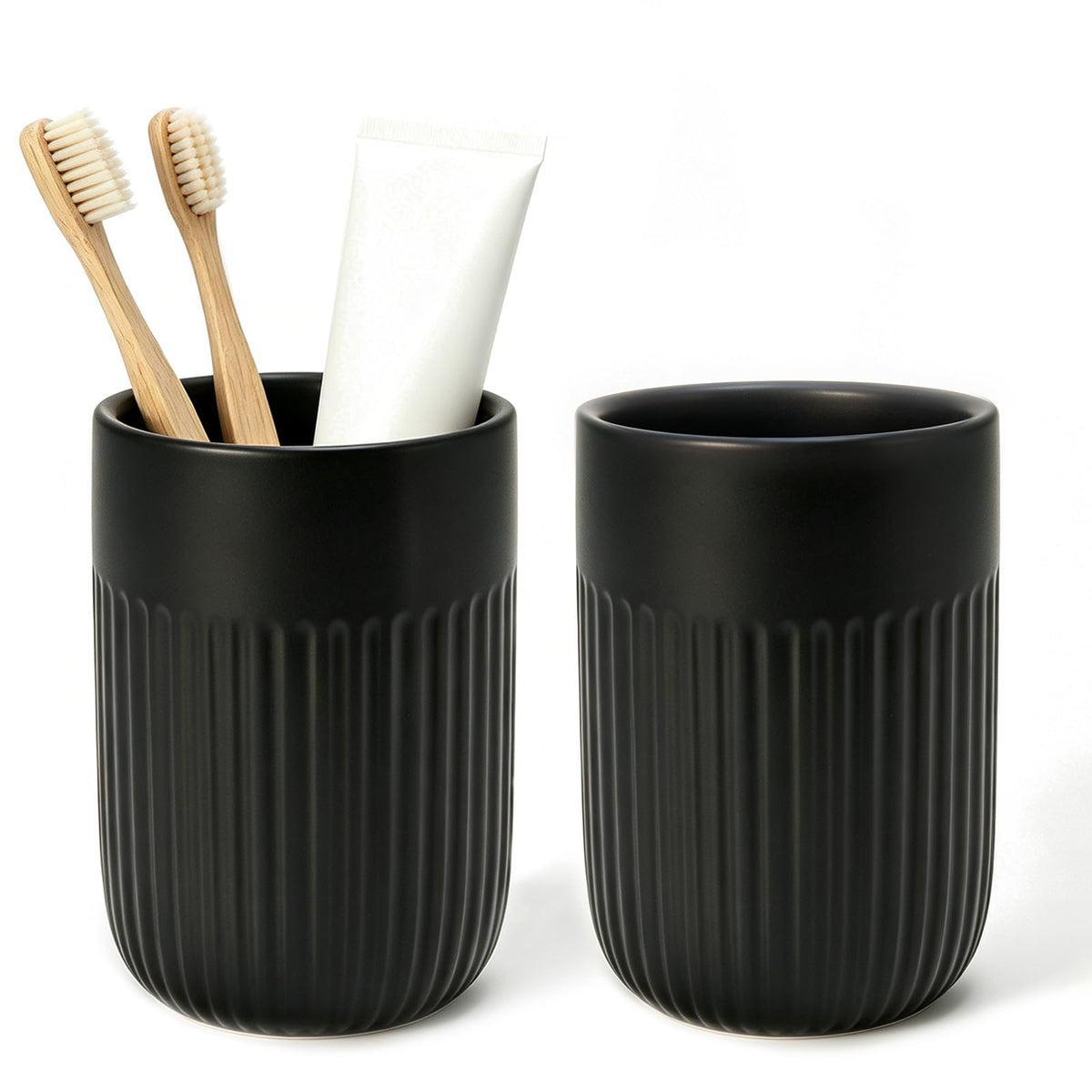 White Toothbrush Holder for Bathroom Ceramic Toothbrush Cup