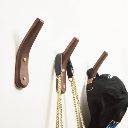 COCOYA Wood Hooks Wall Mounted Minimalist Natural Real Walnut (2 Pack)