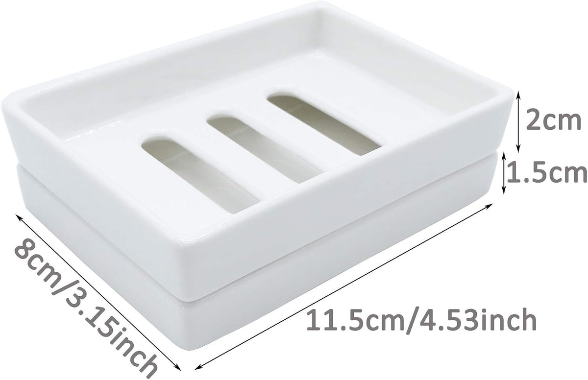 Ceramic Soap Dish Bar Soap Holder Double Layer Soap Tray Draining