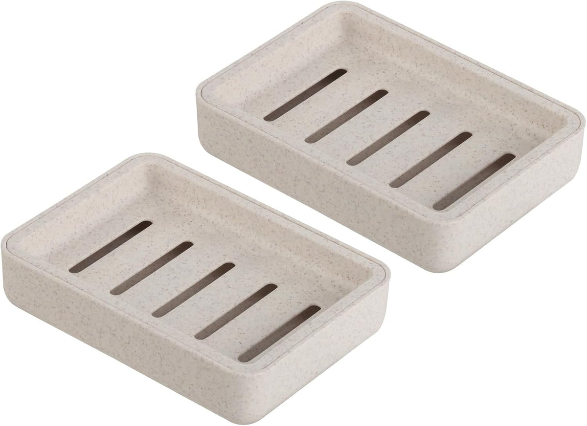 Soap Dish with Drain 2 Pack Plastic Sponge Holder for Shower