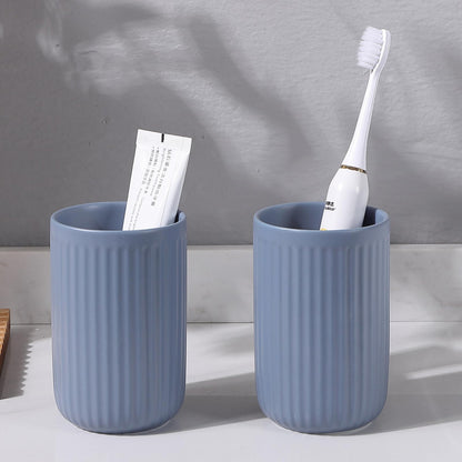 Toothbrush Holders - 2 Cup Ceramic Toothbrush Toothpaste Holders Set, Beige Bathroom Tumbler Cups Reusable Toothbrush Mouthwash Cup, Bathroom Counter Organizer