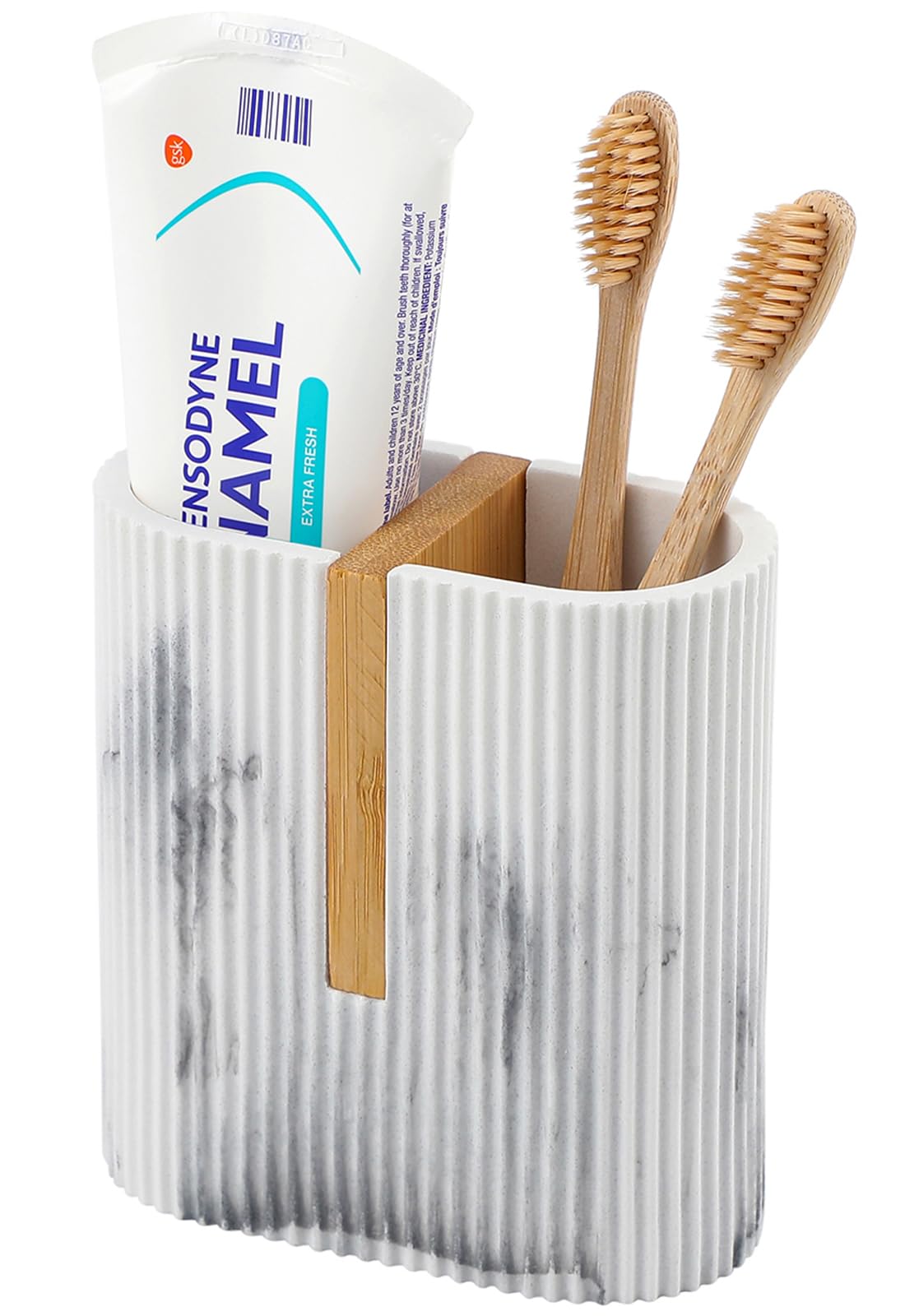 Toothbrush Holders for Bathroom, Bamboo Electric Toothbrush Stand, White