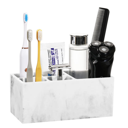 Luxspire Toothbrush Holder, Resin, 3 Slots, Gravel White