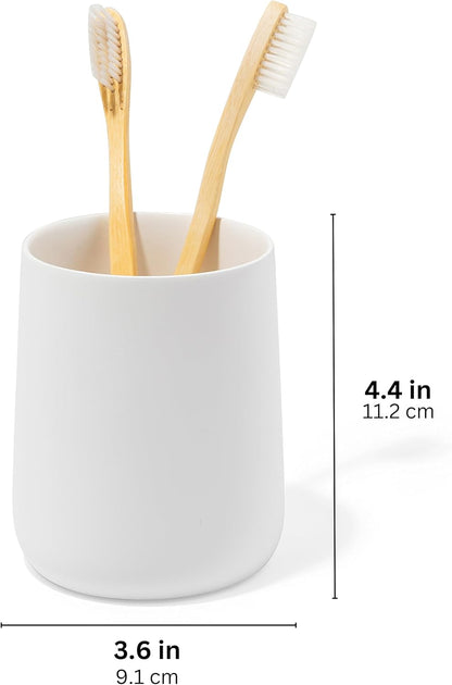 Yew Design Matte White Bathroom Toothbrush Holder Cup - Round