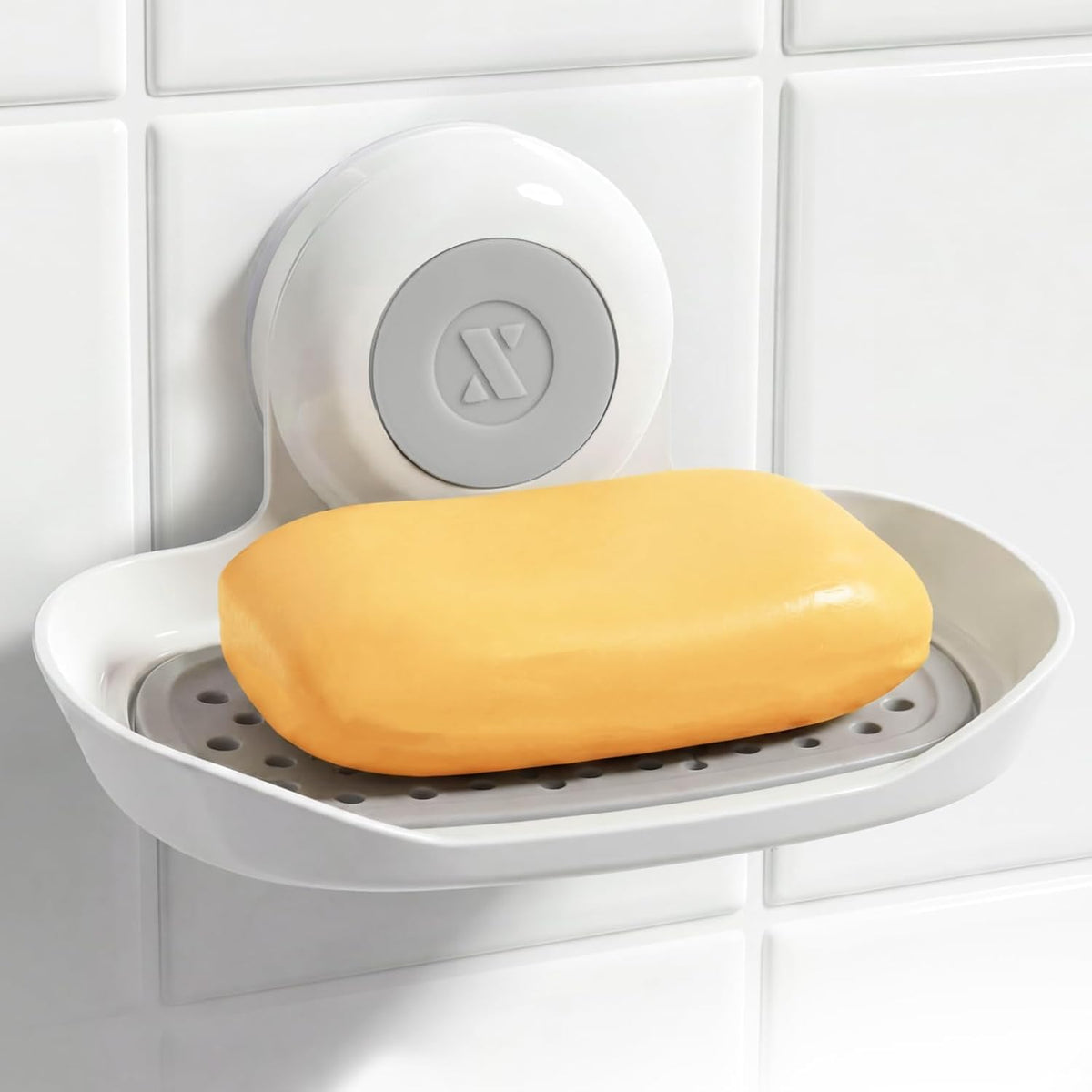SlipX Solutions Strong Hold Suction Cup Soap Dish for Shower, White