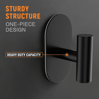 SetSail Adhesive Towel Hooks,Bathroom Black Towel Holder for Wall,4 Packs