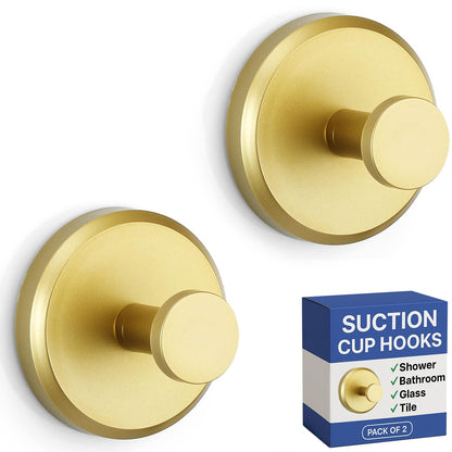 HOME SO Suction Cup Hooks for Shower & Bathroom Towel Holder 4-Pack Gold