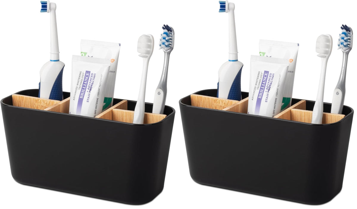 Toothbrush Holders Electric Tooth Brush and Toothpaste Organizer, Black
