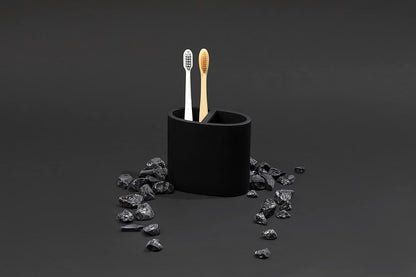 Essentra Home Matte Black Toothbrush Holder for Vanity Countertops, Small Toothbrush Holder - Matte Black Collection