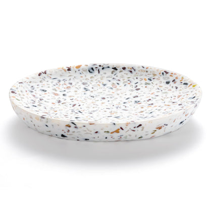 Luxspire Oval Soap Dish, Resin soap Holder for Bathroom, Gravel White