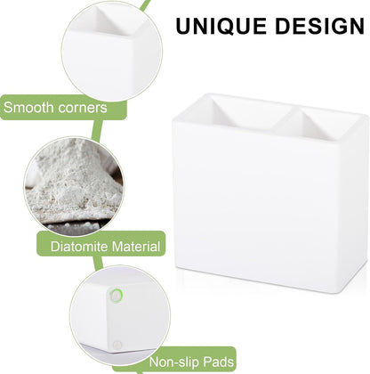 Diatomite Toothbrush Holder Toothpaste Organizer, White