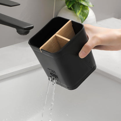 Electric Toothbrush Holder Tooth Brush and Toothpaste Organizer, Black