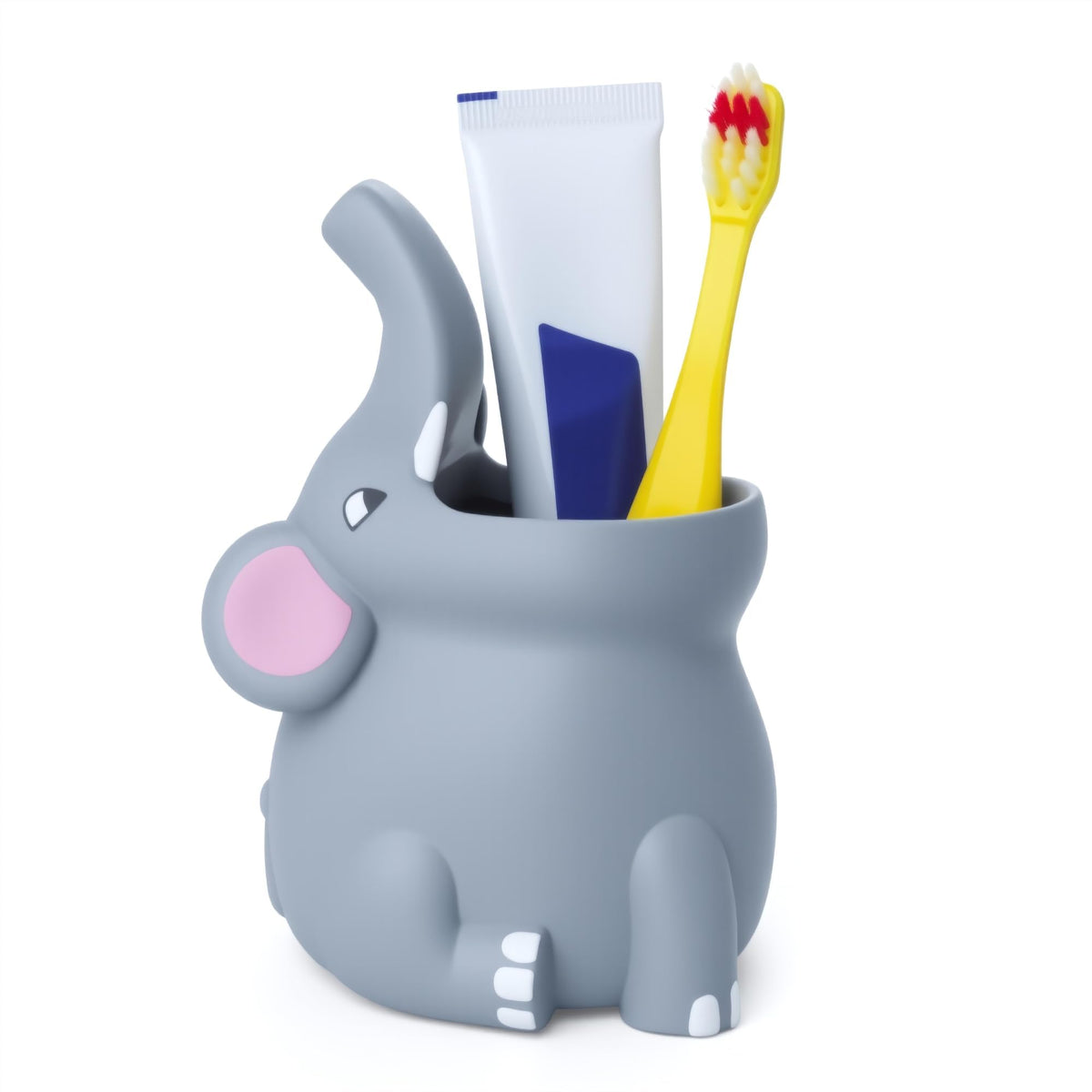 Kids Toothbrush Holder Toothbrush Organizer – Durable Silicone Animal Tooth Brush Holder – Easy to Clean Toothbrush and Toothpaste Holder – Toothbrush Holders for Bathrooms by Lily’s Home - Shark