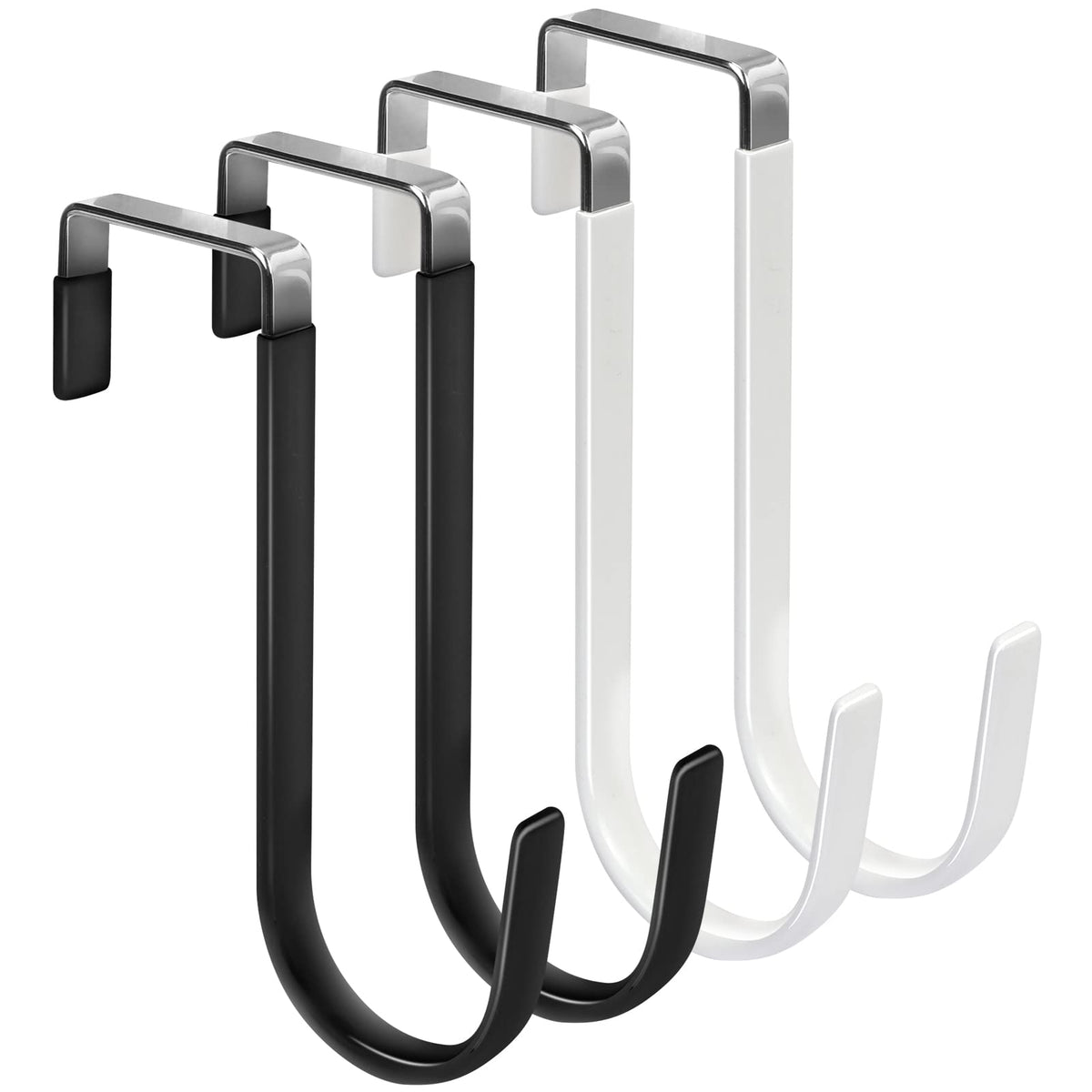 FYY Over the Door Hooks, Single-Hanger 4 Pack, Fits Doors 1 3/8" White