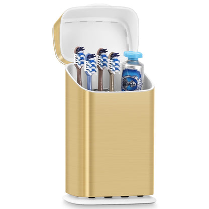 GFWARE Bathroom Toothbrush Holder with Cover, Ventilated & Drainage, Silver
