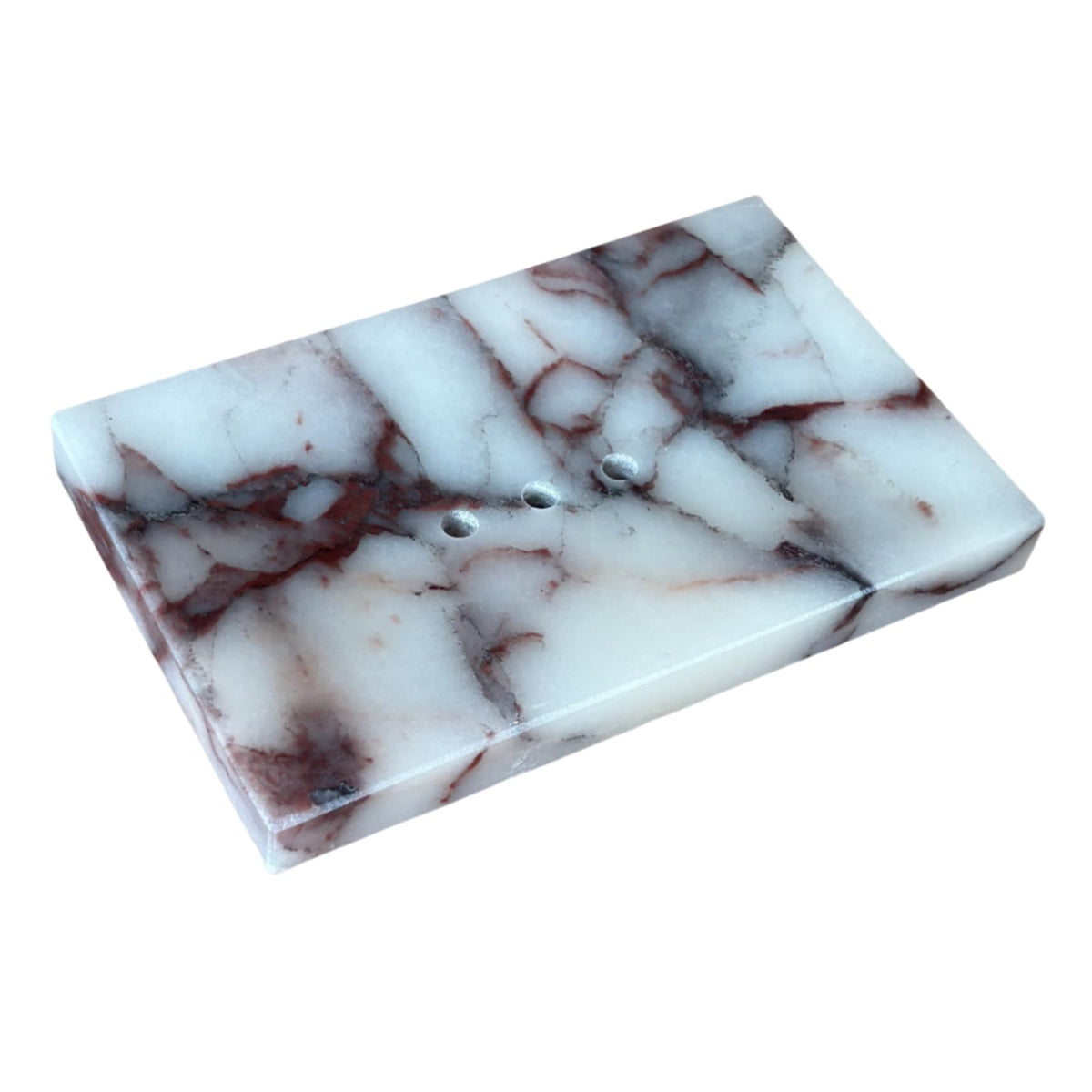 Natural Smooth Real Marble Soap Dish/Facial Sponge Holder/Bathroom Makeup Sponge Tray with Draining Hole (White Carrara)
