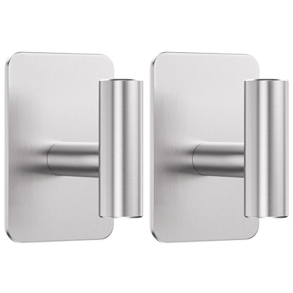 Large Heavy Duty Wall Hooks - 26lb Max, Stainless Steel Adhesive Towel Hooks for Hanging Towel, Coat, Robe, Hat, Sticky Towel Holder for Wall Mount in Bathroom, Shower, Kitchen (Black, 4 Pack)