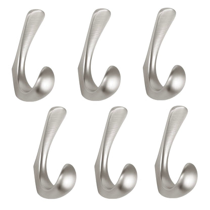 2 Pack Towel Hooks for Bathrooms Wall Mounted, Brushed Nickel Bathroom Hooks for Towels, Robe & Towel Hook for Wall, Modern Bath Towel Hook