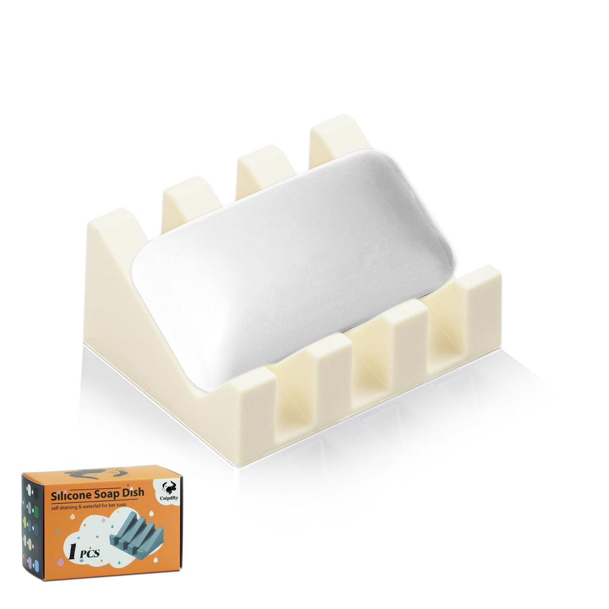 Self Draining Soap Dish Holder,Silicone Soap Dish,for Bathroom,Kitchen, Sponges，Can Extend Soap Life，Keep Soap Bars Dry and Easy Cleaning (Grey,2-Pack)