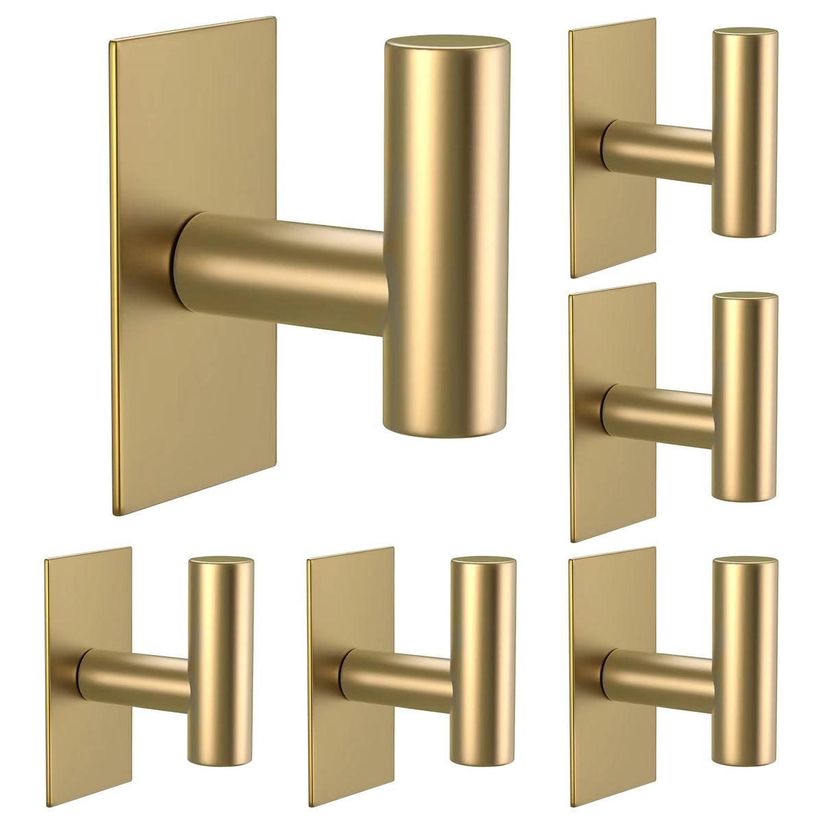 VAEHOLD Wall Towel Hooks, Heavy Duty Sticky Holder Waterproof Towel Hooks for Hanging Coat, Clothes, Closet Hook Wall Mount for Kitchen (Gold, 2 Pack)