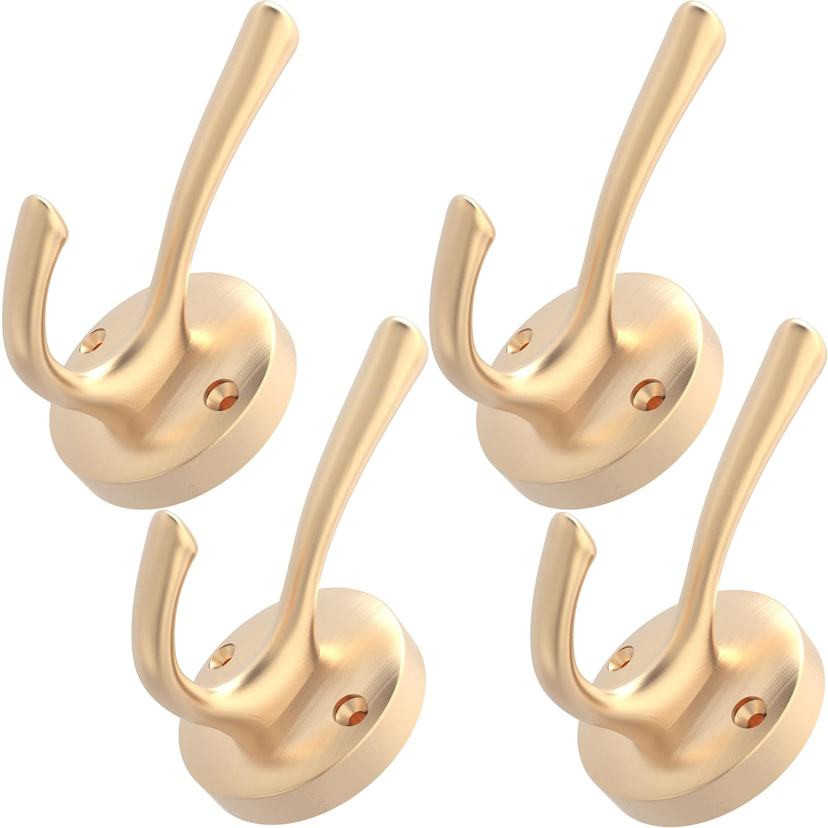TOFIIGREM Brushed Nickel Wall Hooks Towel Hooks, 2 Pack Coat Robe Hook Heavy Duty Bathroom Double Hook Wall Mounted, Hand Towel Hooks for Closet Entryway Cubicle Kitchen