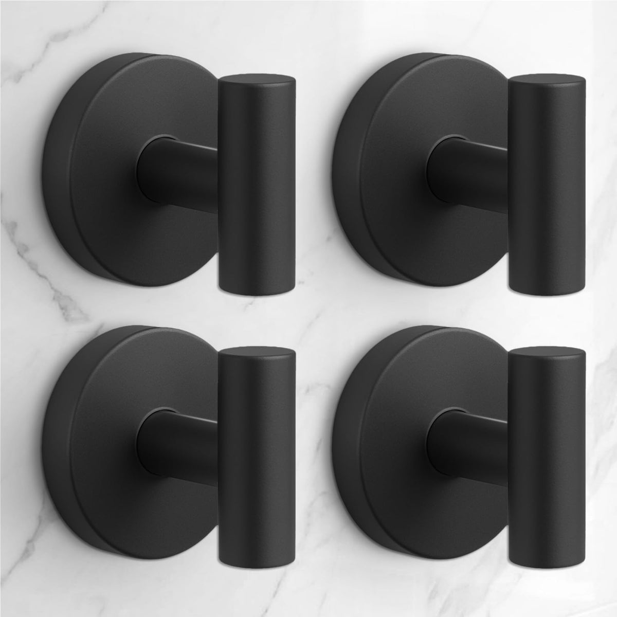 Heavy Duty Suction Cup Hooks for Glass Window,Tile,Mirror,Removable Shower Hooks for Inside Shower,Metal Towel Hooks for Bathroom,4 Pack(Black)