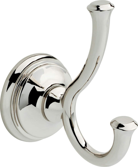 Delta Double Towel Hook for Bathroom or Kitchen| Polished Nickel | Cassidy Accessories
