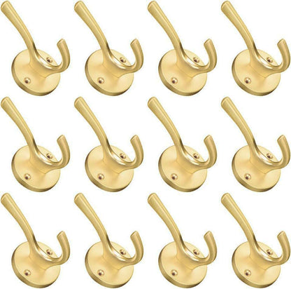 Towel Hooks for Bathrooms Silver Wall Hooks 2 Pack Brushed Nickel Coat Hooks Heavy Duty Towel Wall Hooks for Coats Robes Hats Bath Entryway Cubicle Kitchen Screw in Brushed Nickel Towel Hooks