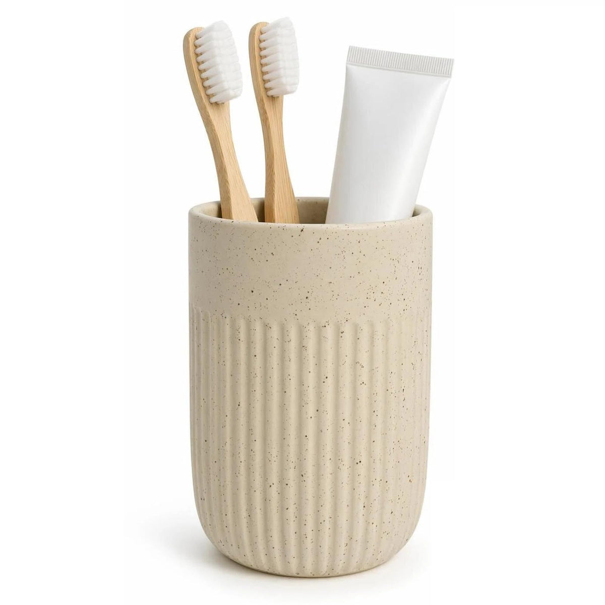 White Toothbrush Holder for Bathroom Ceramic Toothbrush Cup