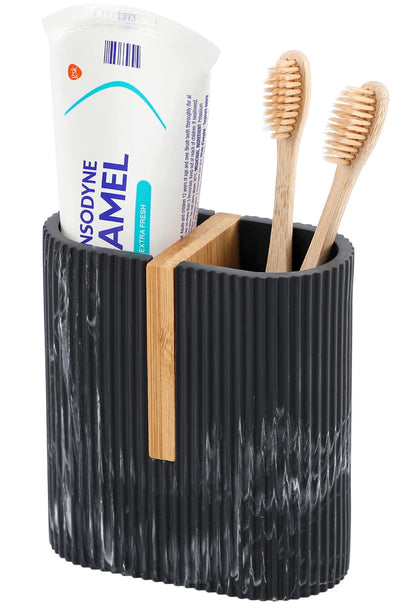 Toothbrush Holders for Bathroom, Bamboo Electric Toothbrush Stand, White