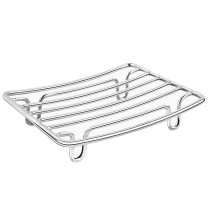 Soap Dish, Stainless Steel Bar Soap Holder for Shower, Self Draining Stand Soap Saver for Bathroom, Kicthen Sink and Countertop, Chrome 1-Pack