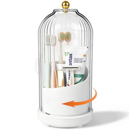 Toothbrush Holders with Cover Toothpaste Organizer for Bathroom, White