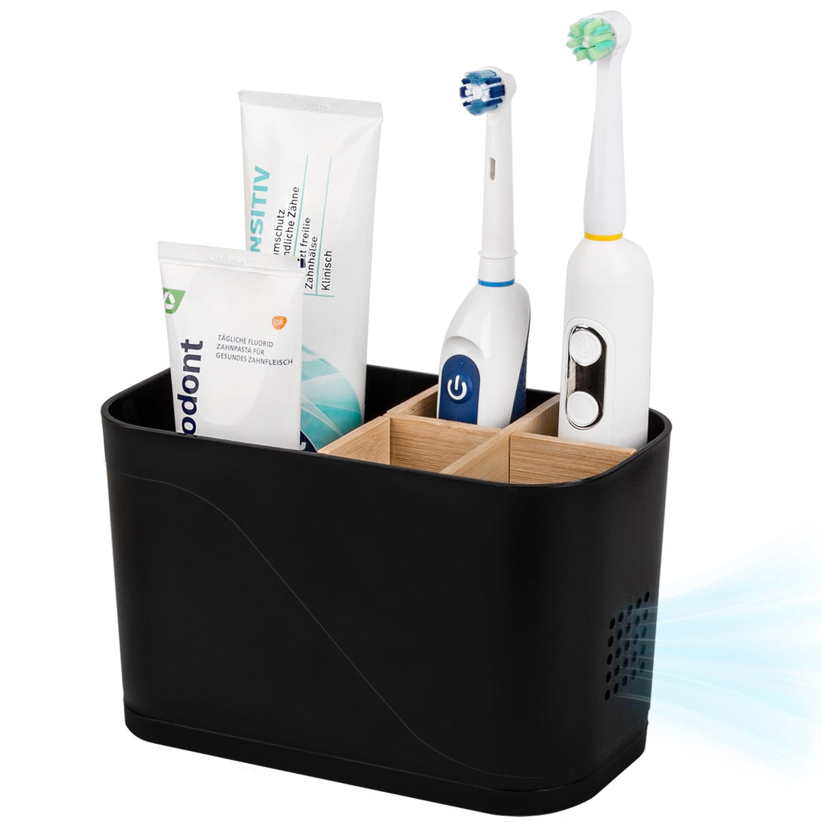 Electric Toothbrush Holder Tooth Brush and Toothpaste Organizer, Black