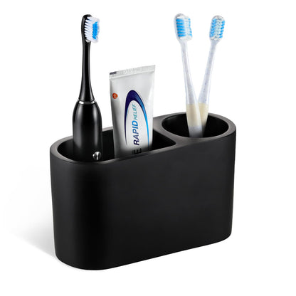 Luxspire Toothbrush Holder, Resin, 3 Slots, Gravel White