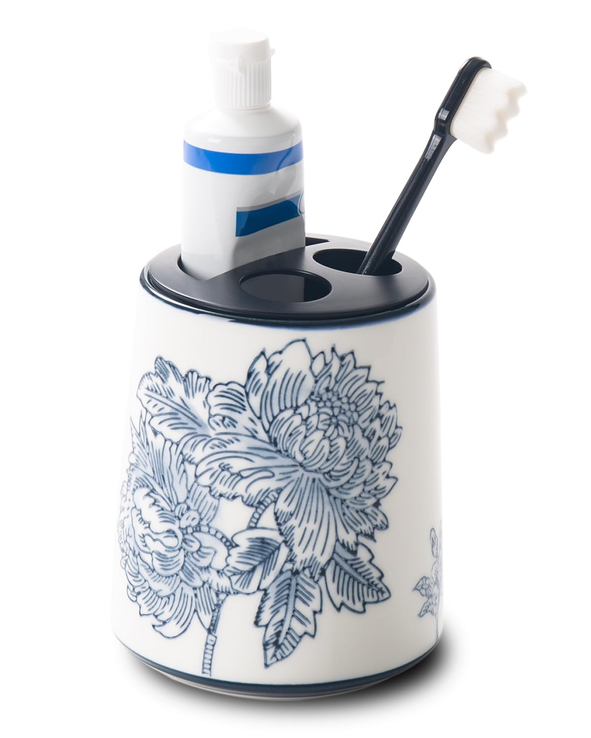 Ceramic Vintage Toothbrush Holder Cute, Blue and White Toothbrush Cup