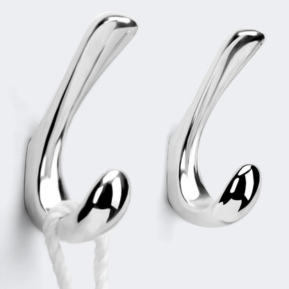 2 Pack Towel Hooks for Bathrooms Wall Mounted, Brushed Nickel Bathroom Hooks for Towels, Robe & Towel Hook for Wall, Modern Bath Towel Hook