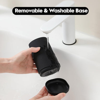 YAUKPH Small Single Toothbrush Holder with Silicone Bottom Black