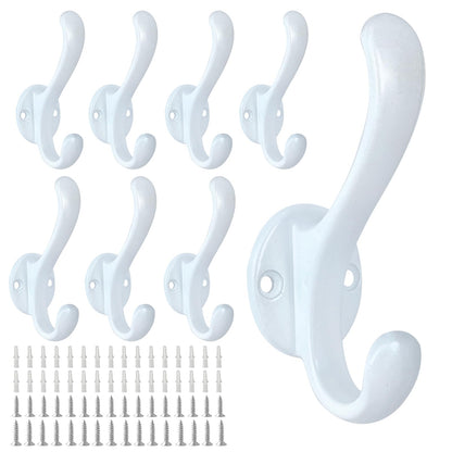 6 Pack Coat Hooks Wall Mount Heavy Duty Utility Retro Double Hooks for Hanging Coats,Hat, Towel, Key, Robe, Scarf, Bag, Cap (Black)